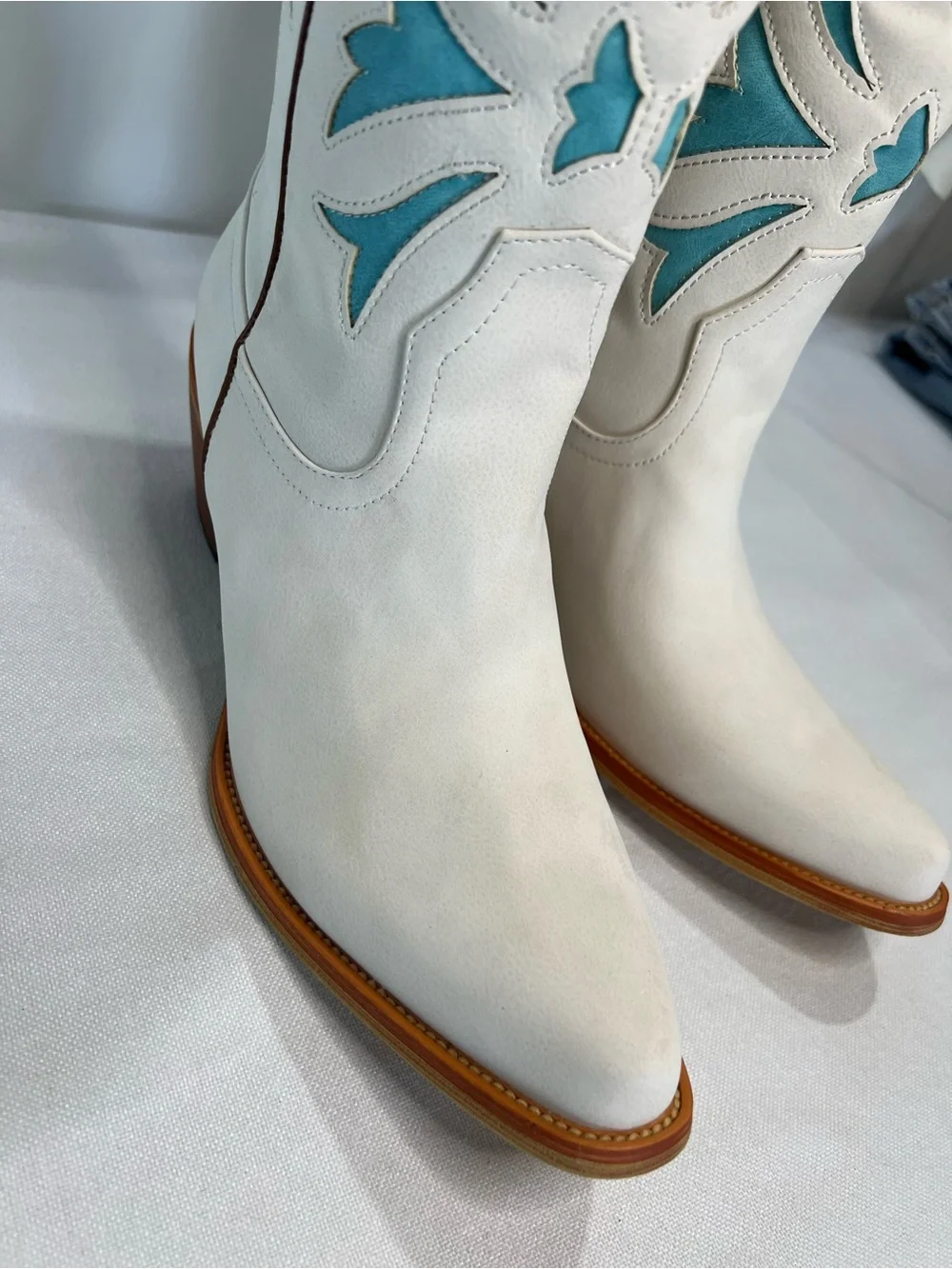 White & Teal Western Women’s Cowboy Boots